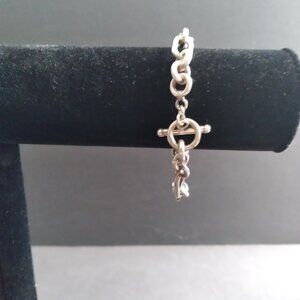 Unisex Heavy Chain Link Silver Bracelet with Toggle Closure